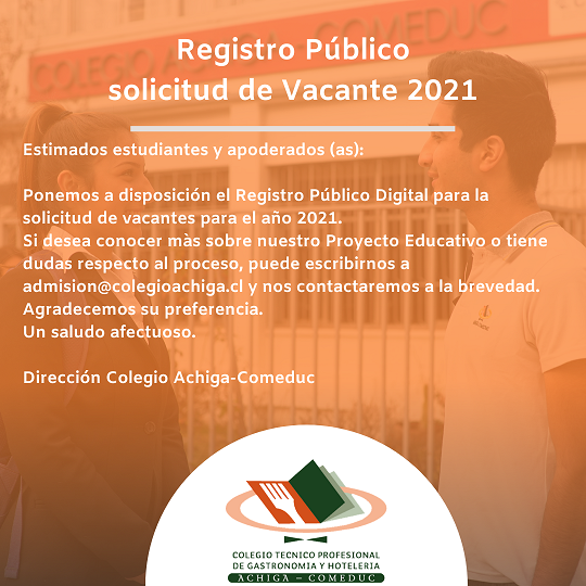 REGISTRO PÚBLICO SOLICITUD DE VACANTES 2021