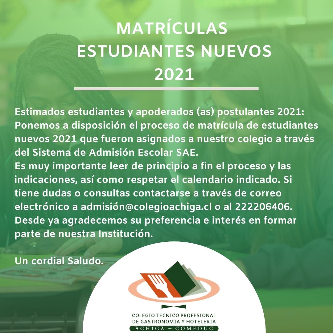 Proceso de Matrícula de Estudiantes Nuevos 2021